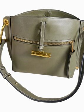 JW Anderson  Olive Green Pierce T Bar Leather Tote with Gold Hardware